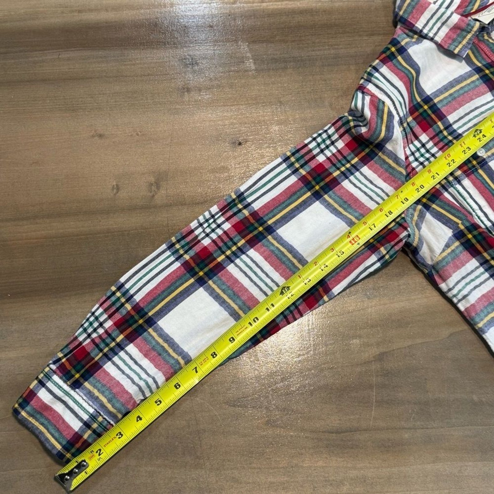 St. Johns Bay L Plaid Button Front Shirt Long Sleeve 100% Cotton Multicolor