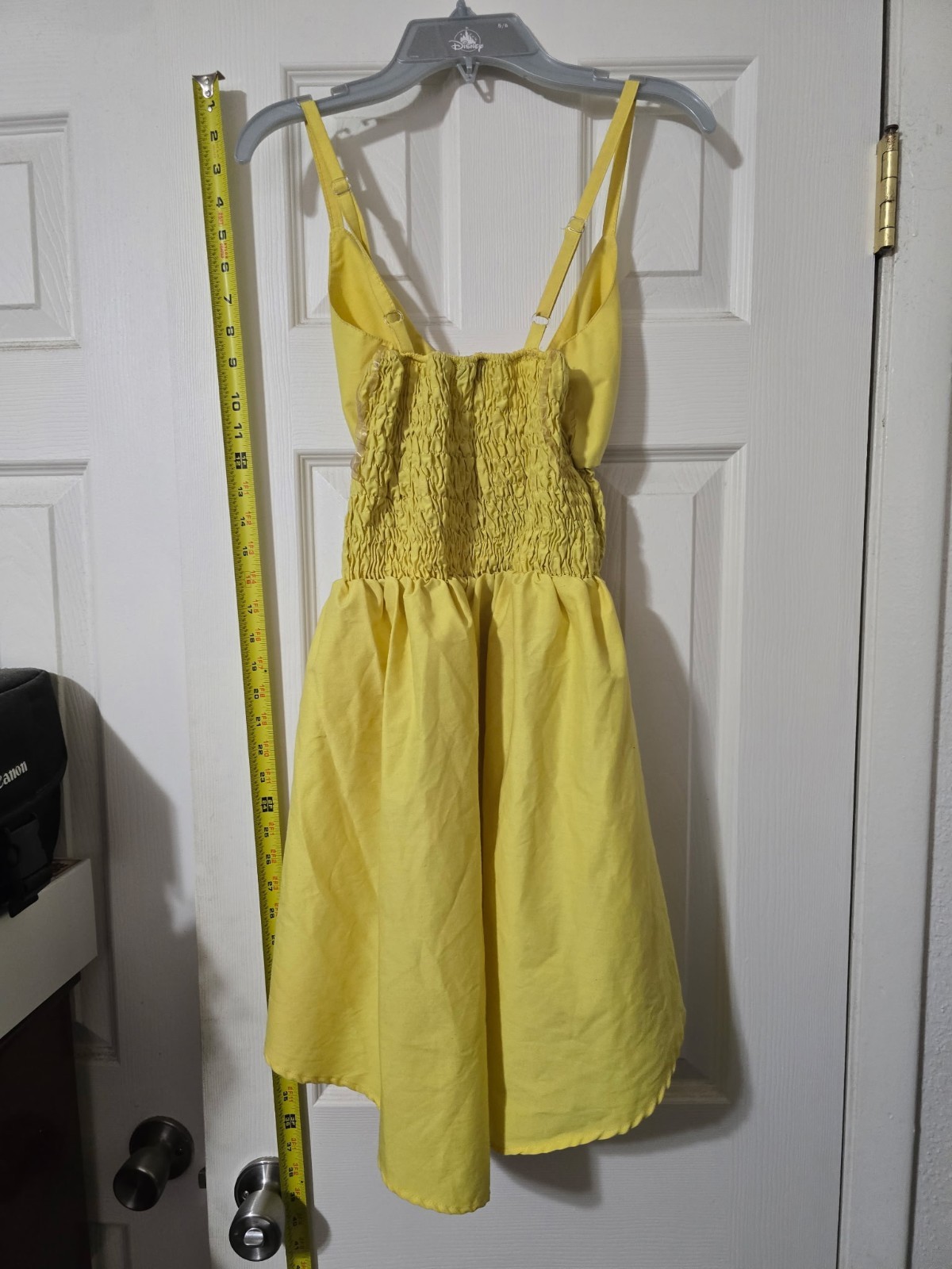 Rich Silks Design High Low Blouse Yellow Rooshed Tie Chest Womans Medium Summer