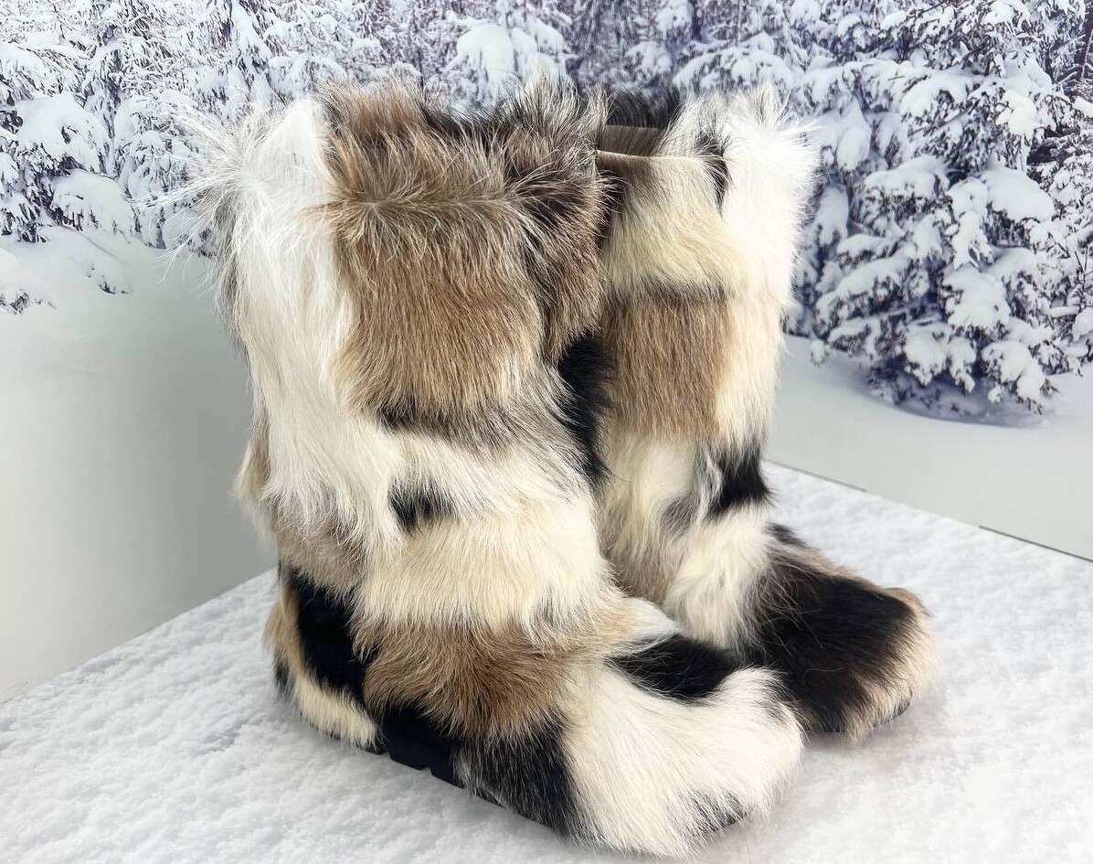 Goat fur mukluks for women Warmest winter furry boots Genuine Mukluks Handmade