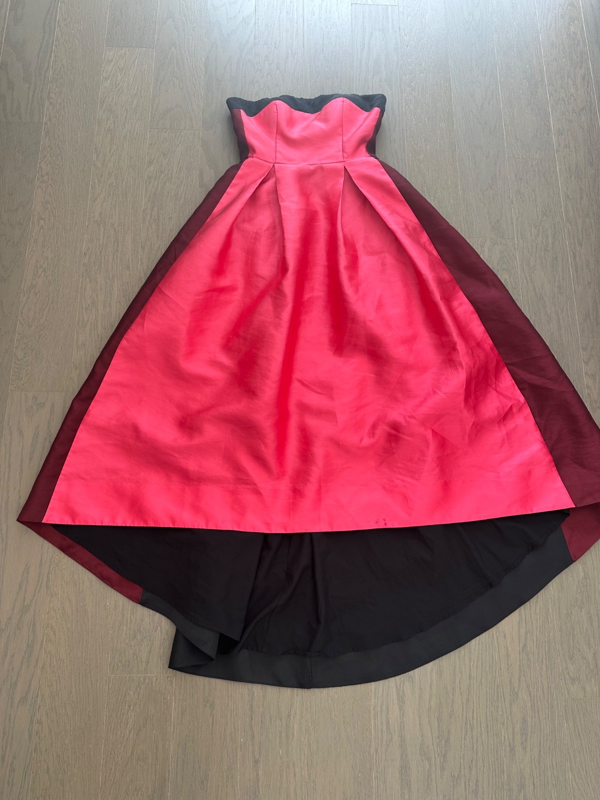 Hutch Monet Strapless Dress Ball Gown High Low Pink Black Colorblock – Size 2