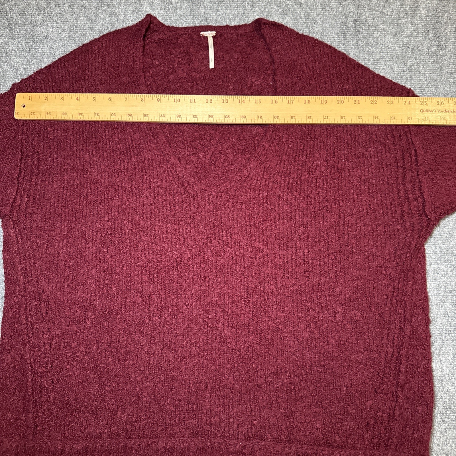 Free People Alpaca Blend Oversized V Neck Long Sleeve Sweater Womens S Burgundy