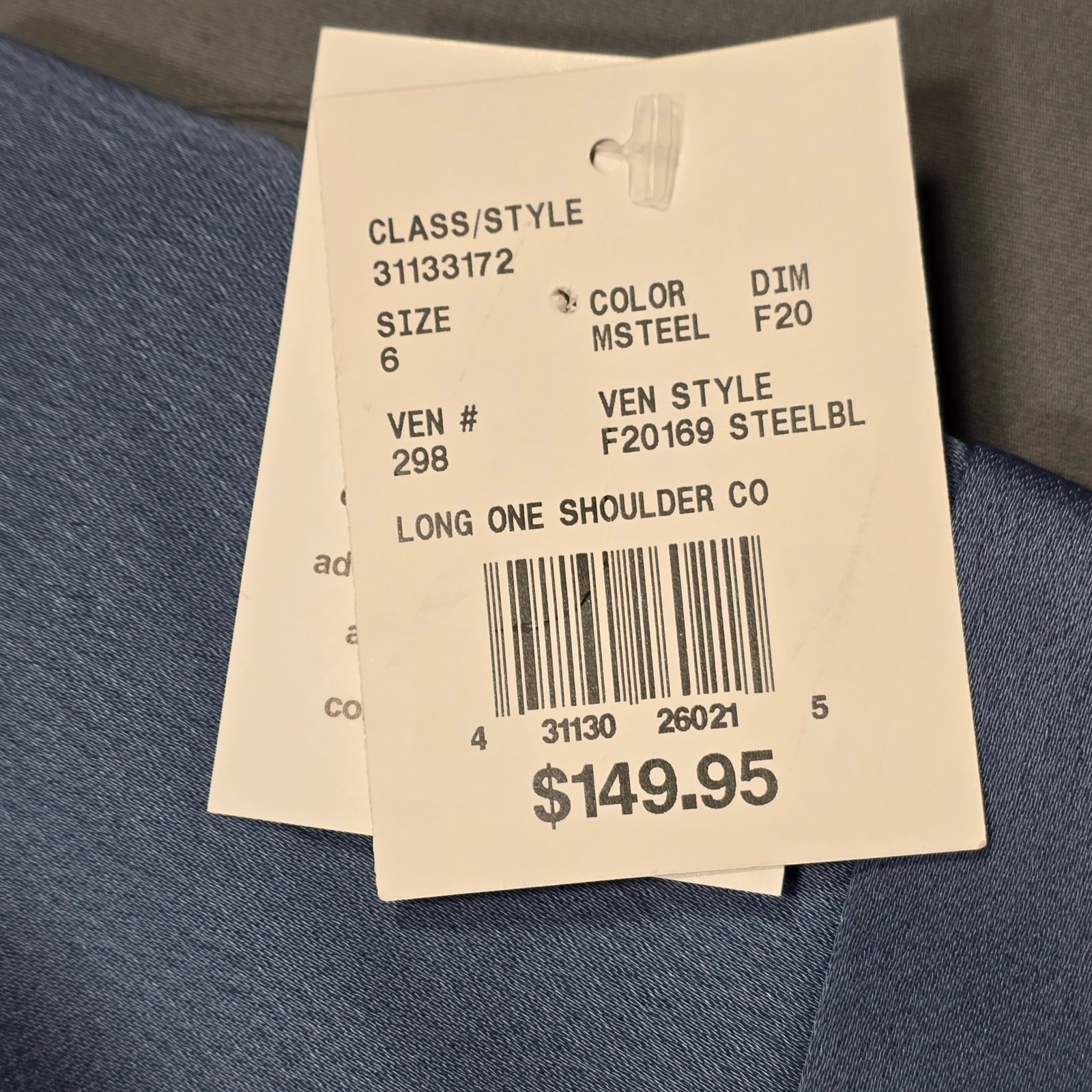 David’s Bridal Blue Formal Maxi Long One Shoulder Gown Zip NEW $149 Women Size 6