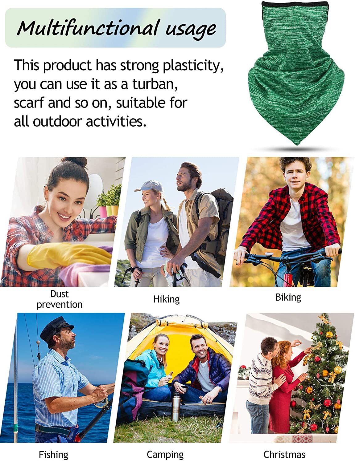 Neck Gaiter with Ear Loops UV Protection Neck Scarf Covers Bandana for Men Women
