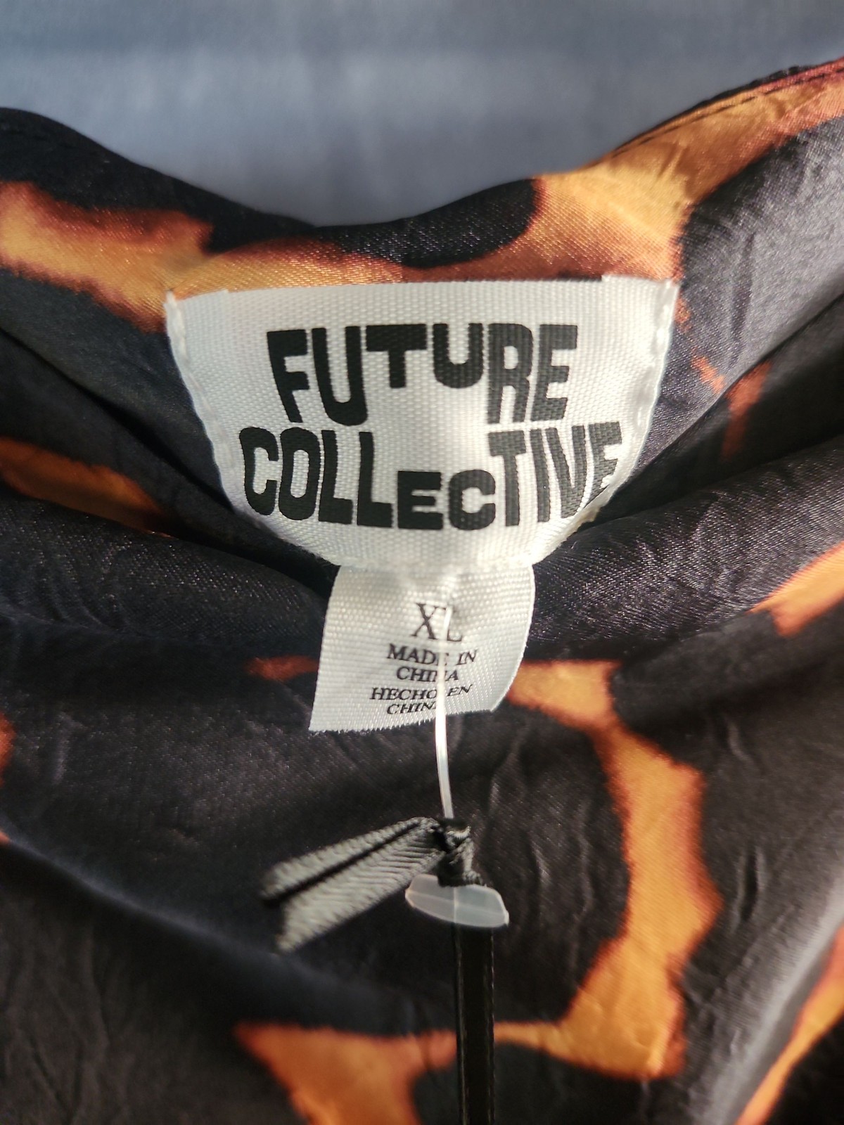 FUTURE COLLECTIVE XL Black Orange Animal Print Pleated Midi Skirt