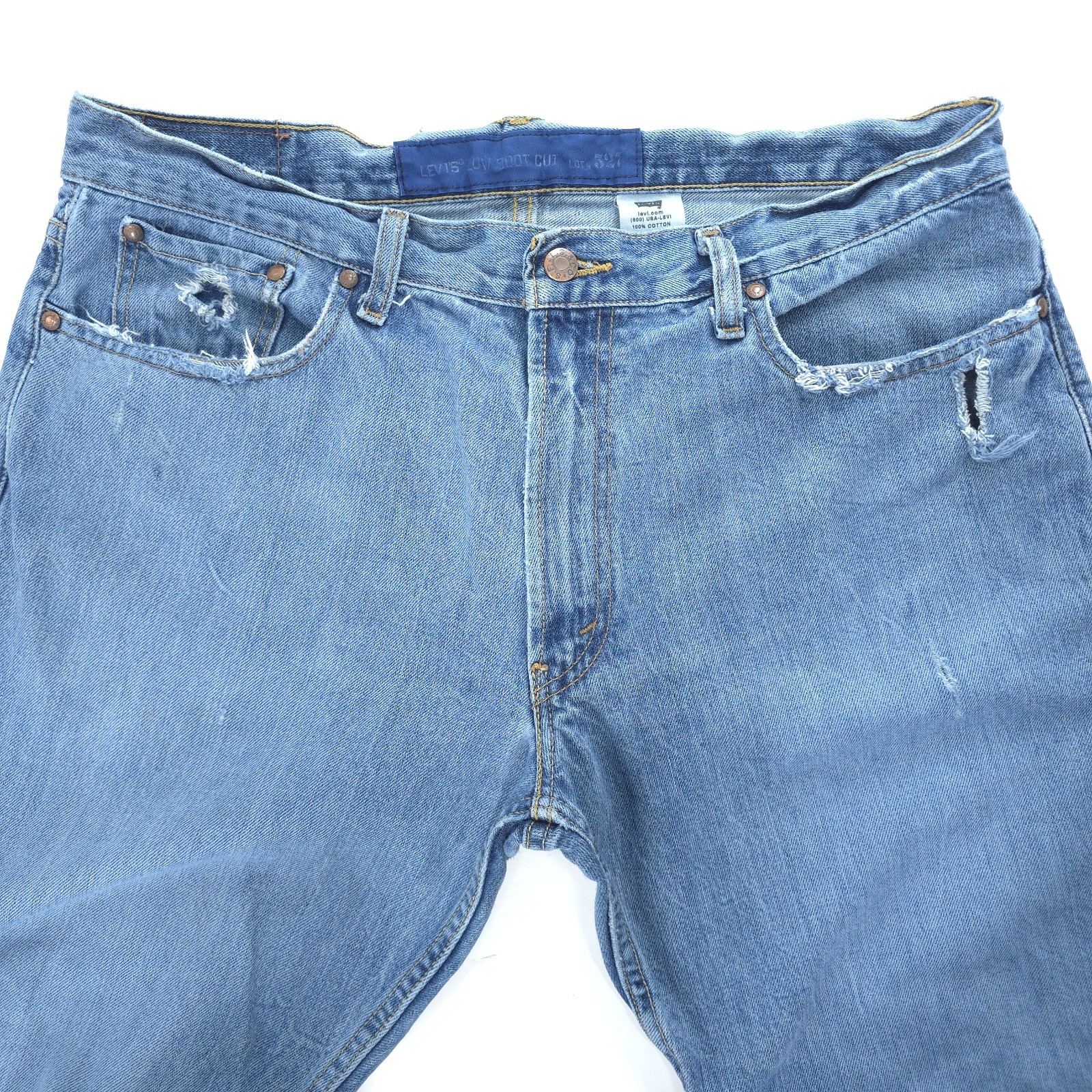 Levis Low Boot Cut 527 Jeans 36×32 Mens Low Rise Distressed 00s Alternative Y2K