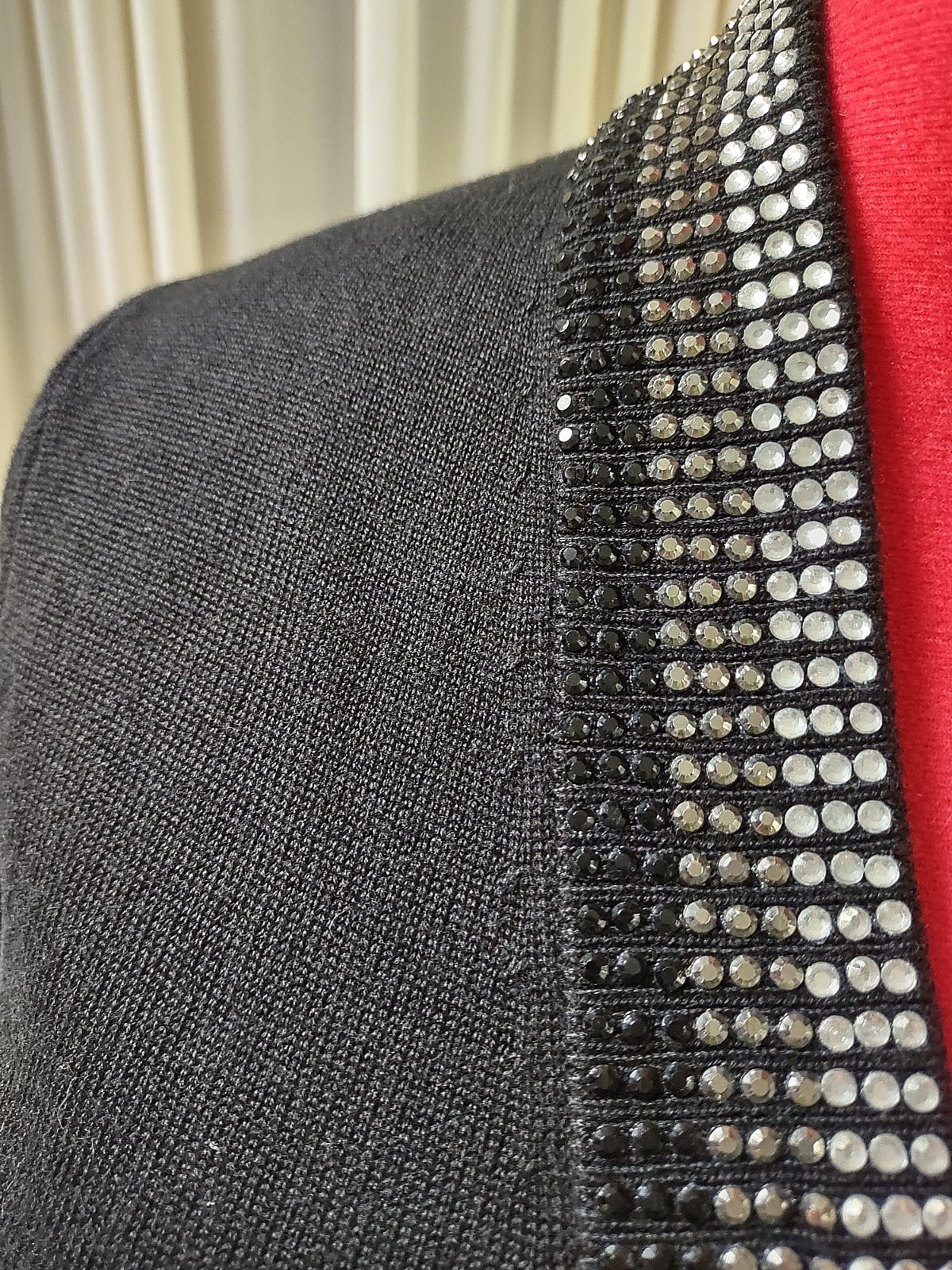Calvin Klein Black Cropped Cardigan Rhinestone Trim Open Front; Size Petite