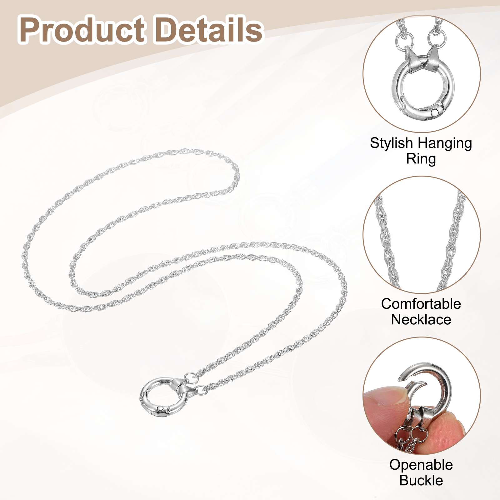 2Pcs Glasses Holder Round Eyeglass Holder Necklace Ring for Women White Black