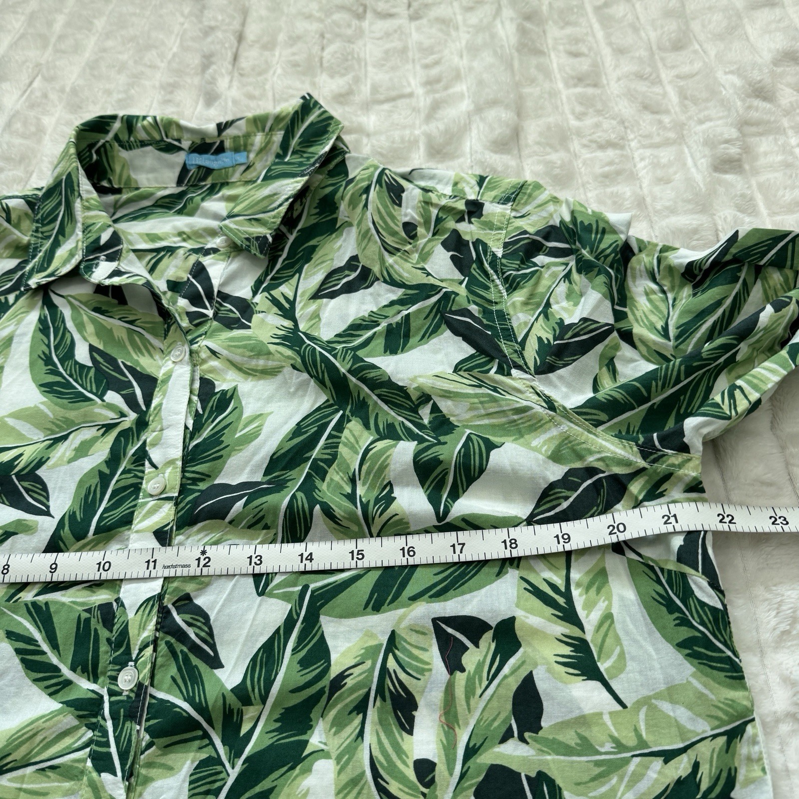 J McLAUGHLIN Women’s XL Lois Shirt Button Down Green Palm Tropical Leaf Beach