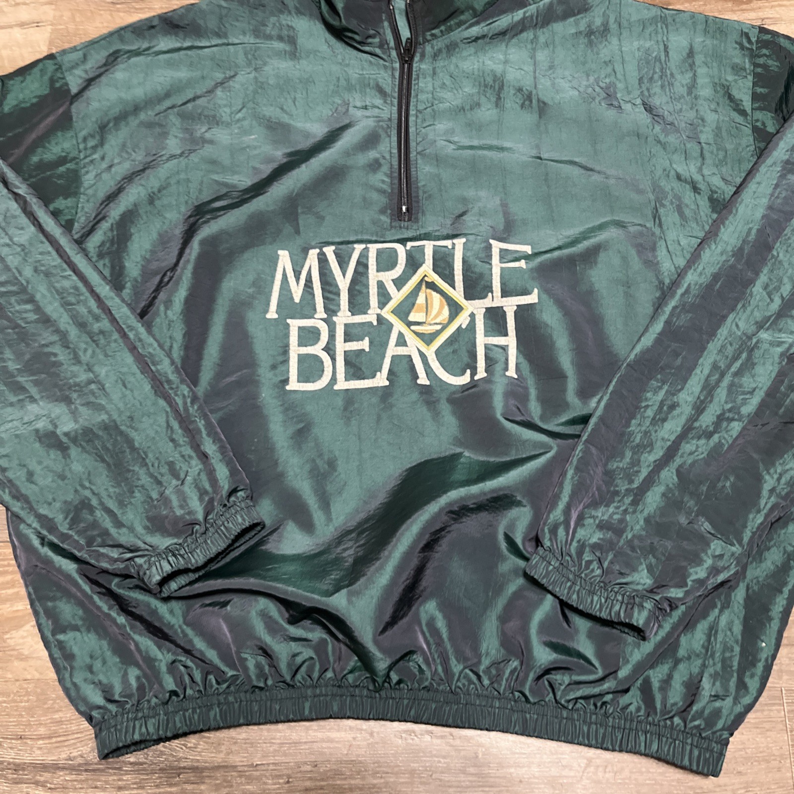 Surf Style Windbreaker One Size Vintage Iridescent 1/4 Zip Purple Myrtle Beach
