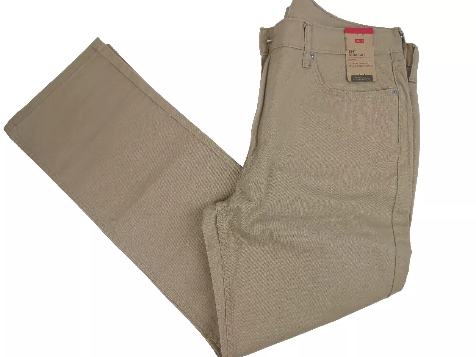 LEVIS 514 Straight Stretch Tan Khaki Mens Jeans Pants Twill NWT Size 36×30