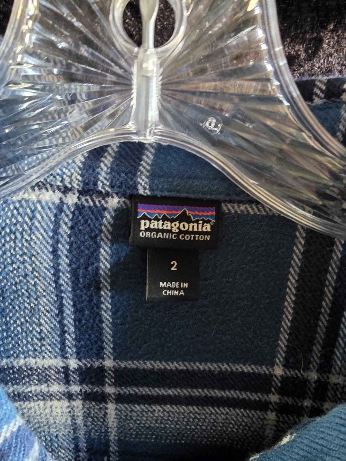 Patagonia Organic Cotton Flannel Blue Plaid Fjord Button Up Shirt Women’s Size 2