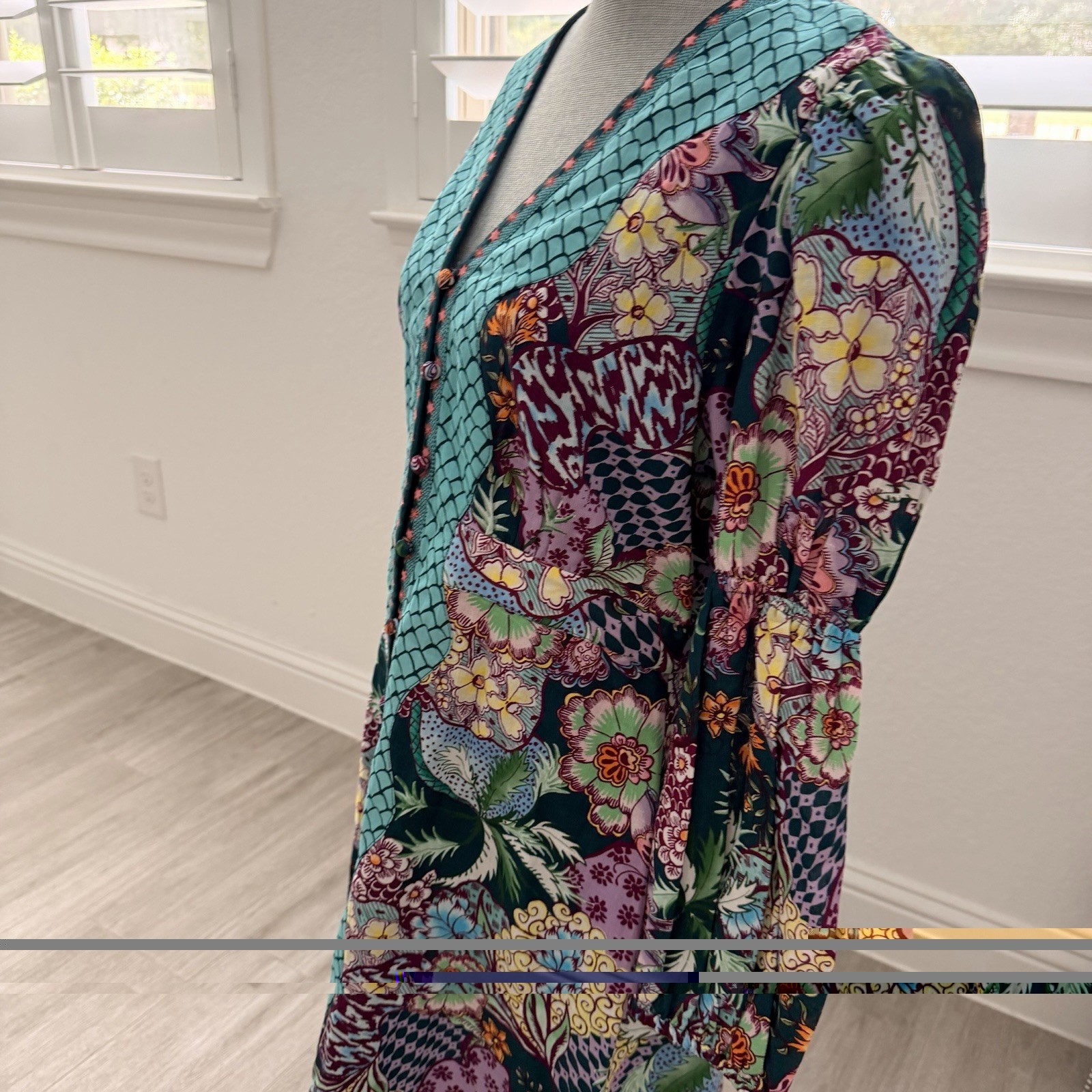 Anna Cate Womens Button Front Linen Blend Octavia Dress Multicolor Small Floral
