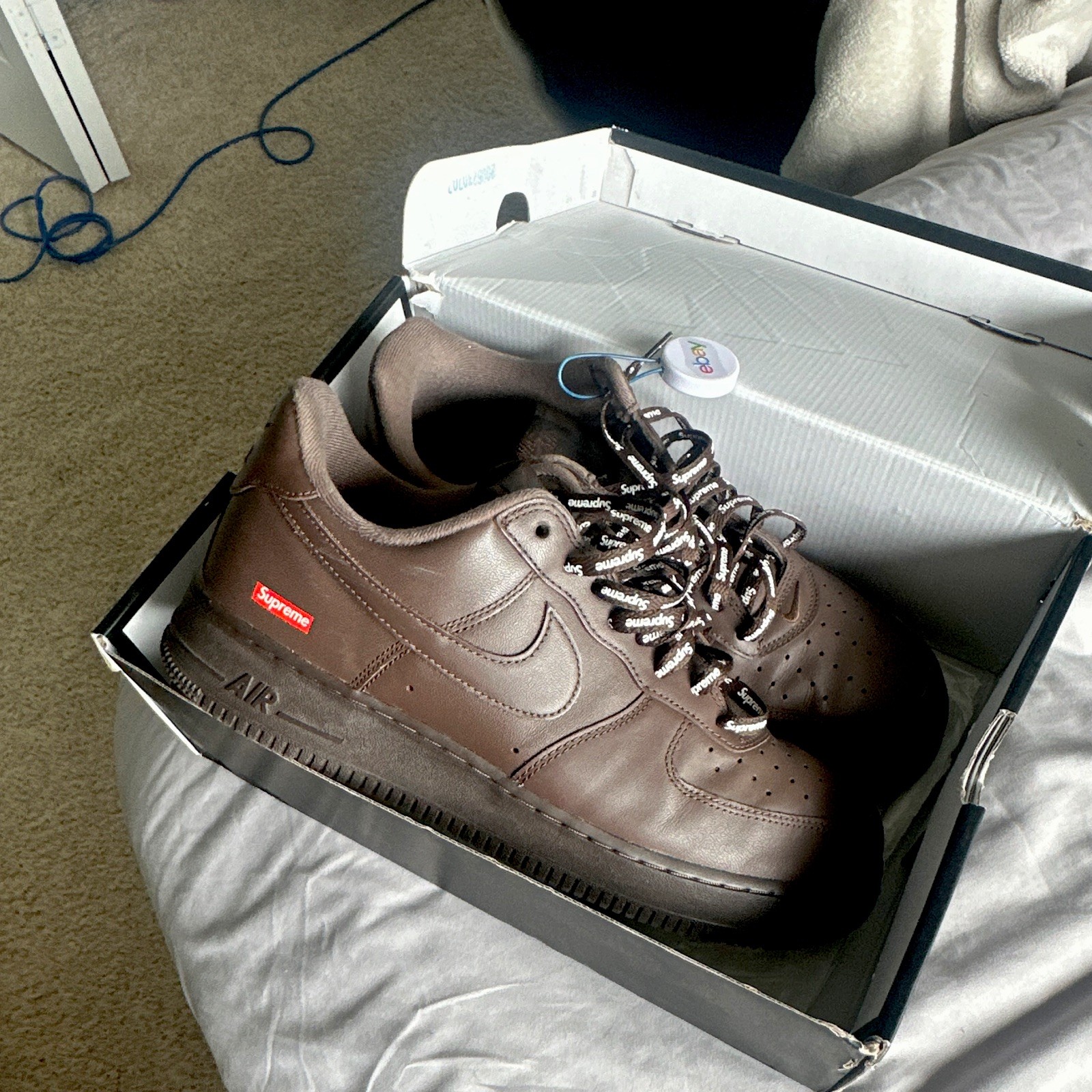 Nike Air Force 1 Low Supreme Size 11 Box Logo Baroque Brown Original (With Box)