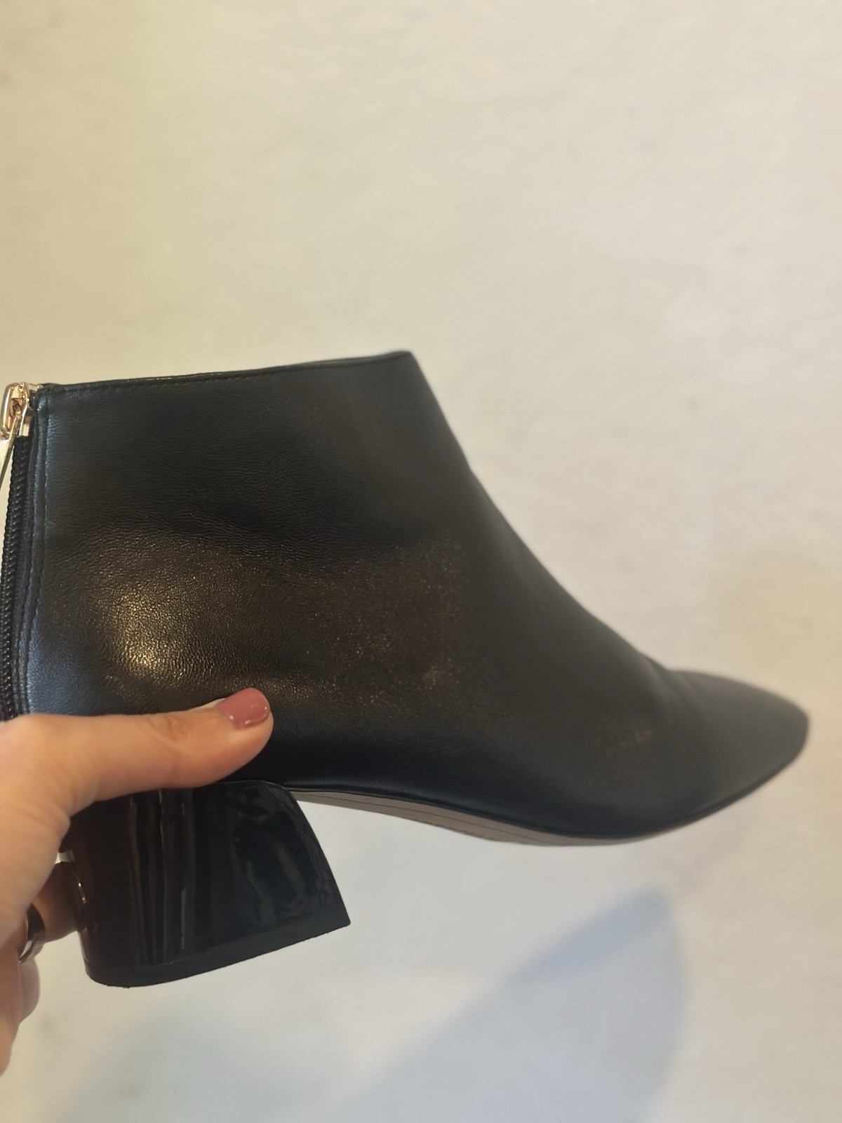 Karl Lagerfeld Paris Black Leather Ankle Booties Zip Women’s Size 8/38.5