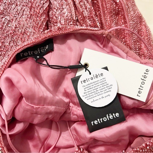 NWT Retrofete Jill Sequin Mini Dress Pink Cocktail Size Small S
