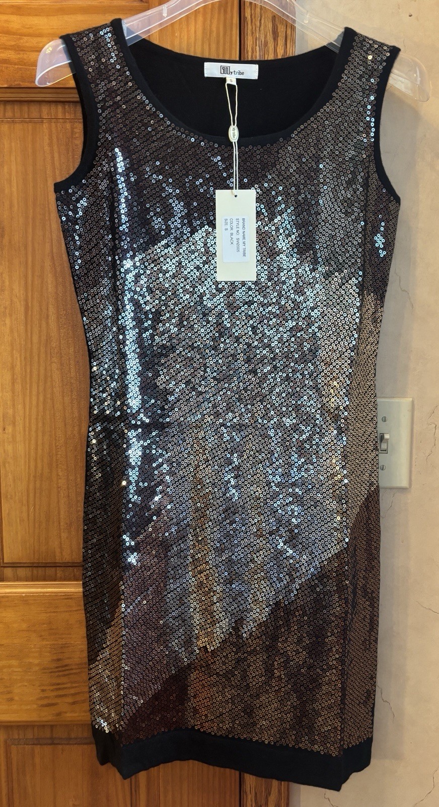My Tribe NWT Sequin Tank Cashmere Blend Sweater Dress S BLACK