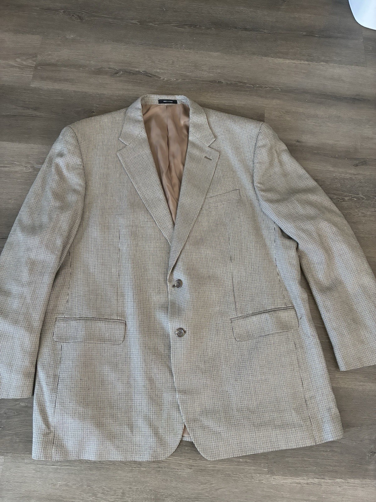 Lauren Ralph Lauren Blazer 48L Plaid Patch Brown Sport Coat Suit Jacket