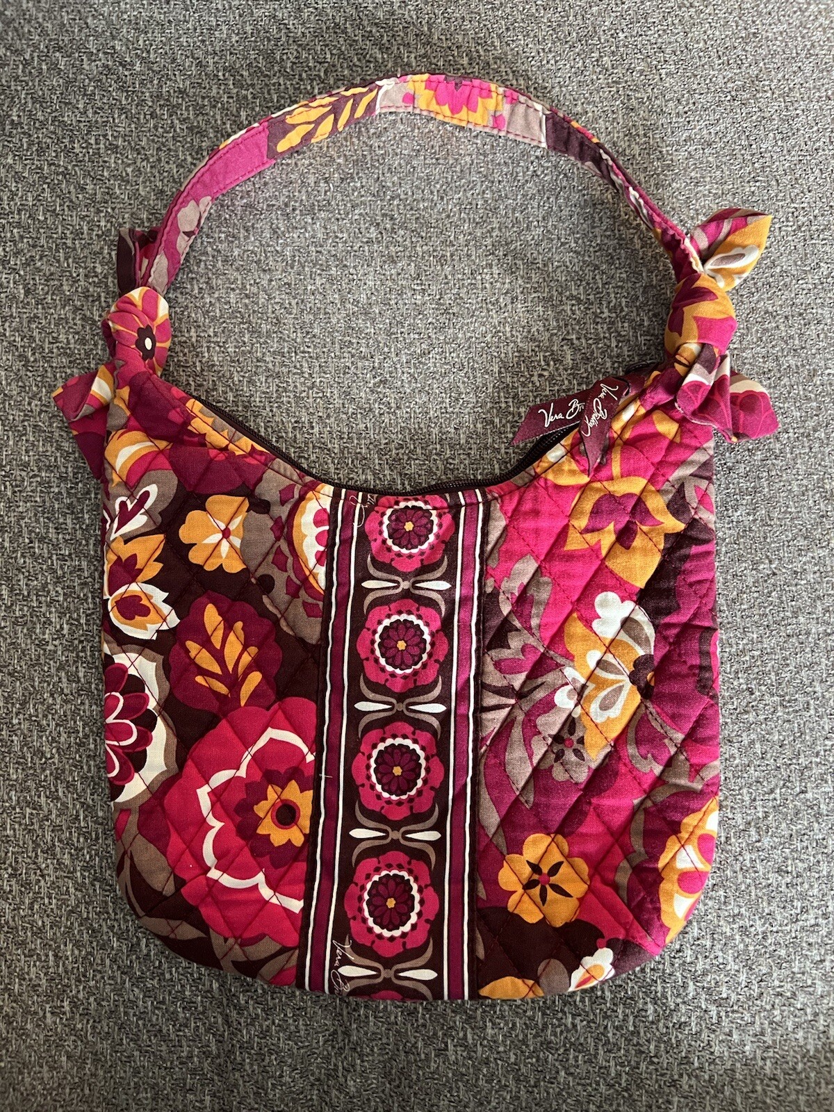 Vera Bradley Fuchsia Orange Tan Over The Shoulder Olivia Carnaby Purse Ret. 2009