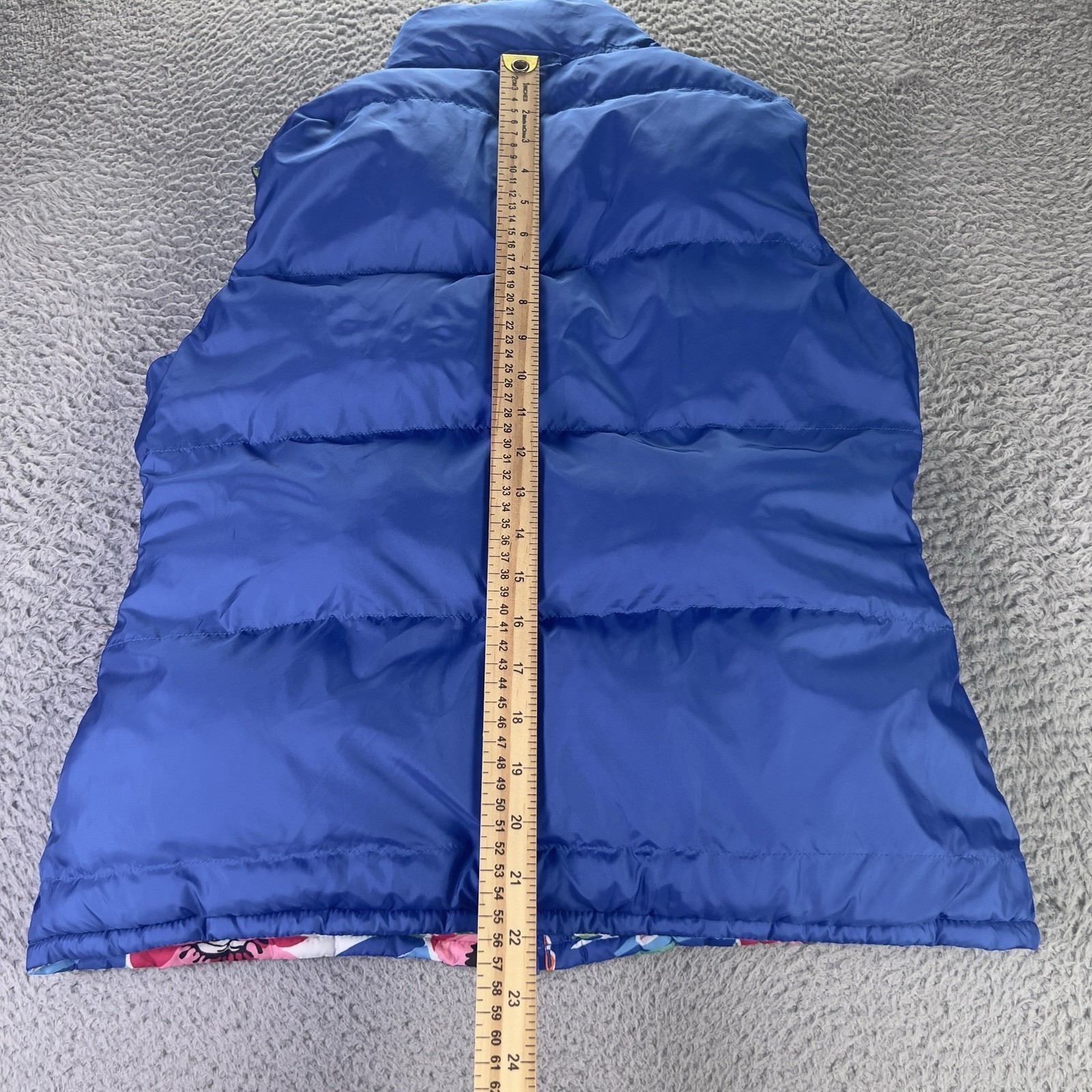 IBKUL Vest Women Small Blue Floral Reversible Puffer Zip Active Outdoors Golf