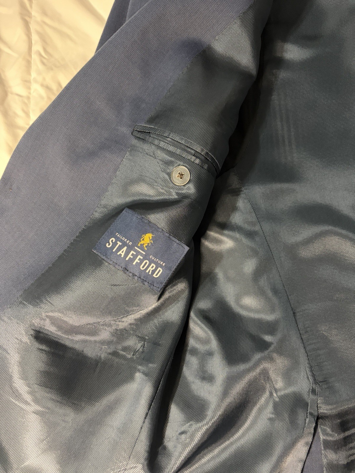 Stafford Blue 1 Piece Suit Jacket Classic Fit 2-Button Single-Breasted 44R