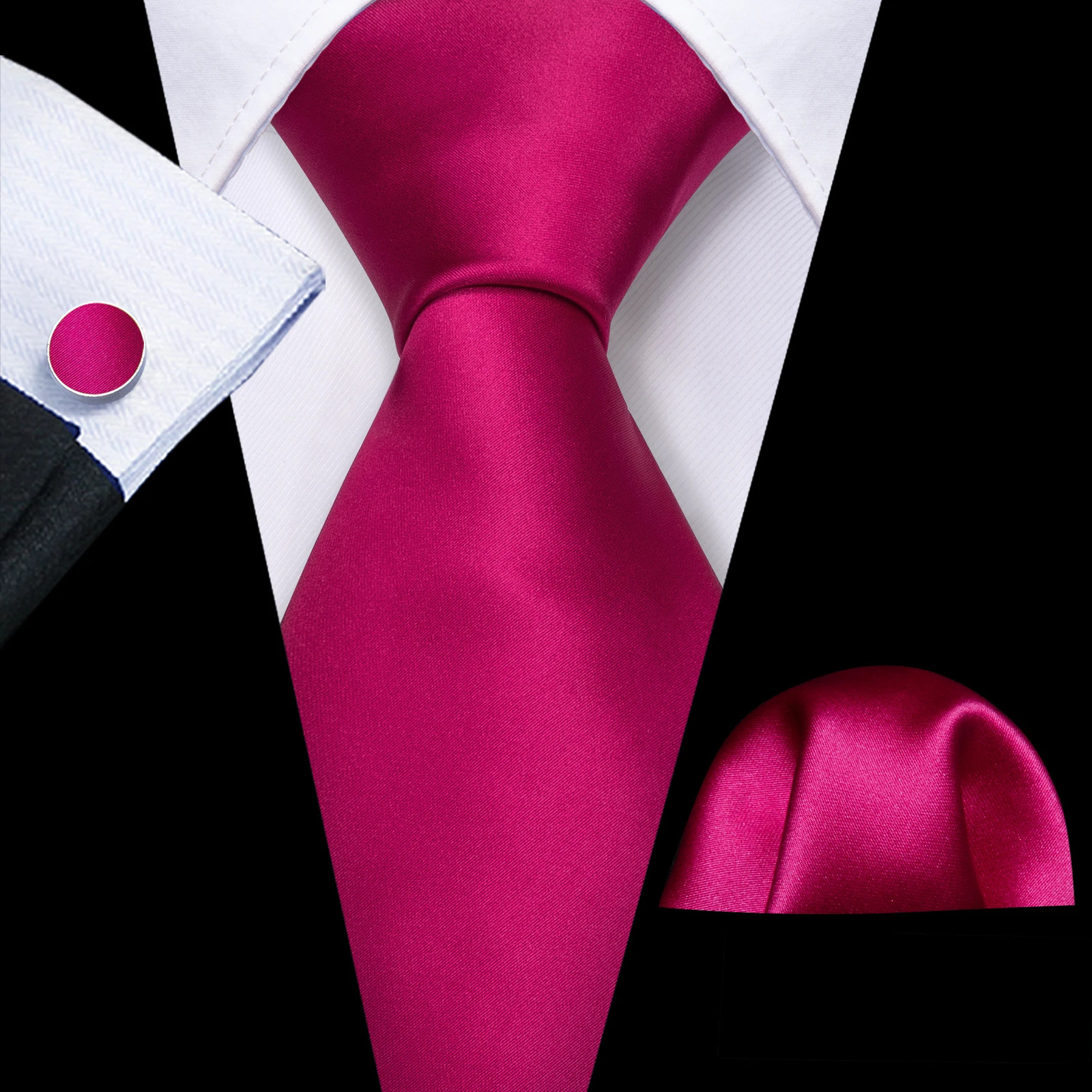 Men’s Silk Necktie Set Turquoise Solid Wedding Business Pocket Square Cufflinks