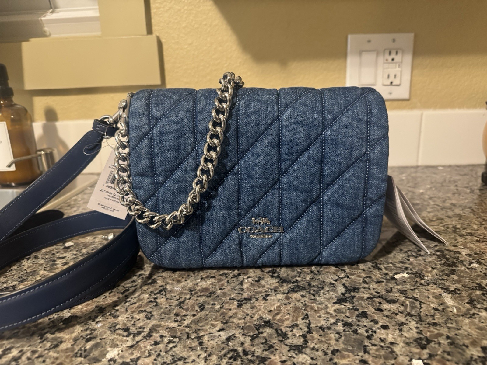 Coach Quinn With Quilting Denim Bag
