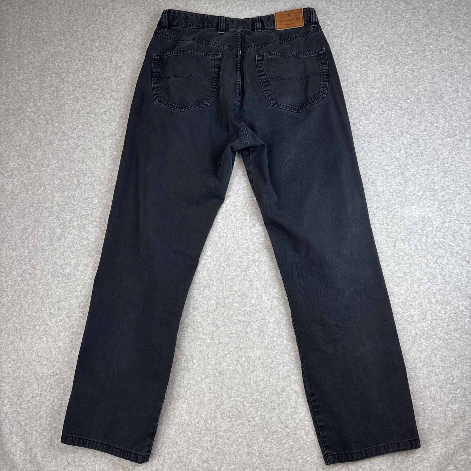 Ermenegildo Zegna Chino Men’s 34 Black Straight Leg Cotton Jeans (33×30 Actual)