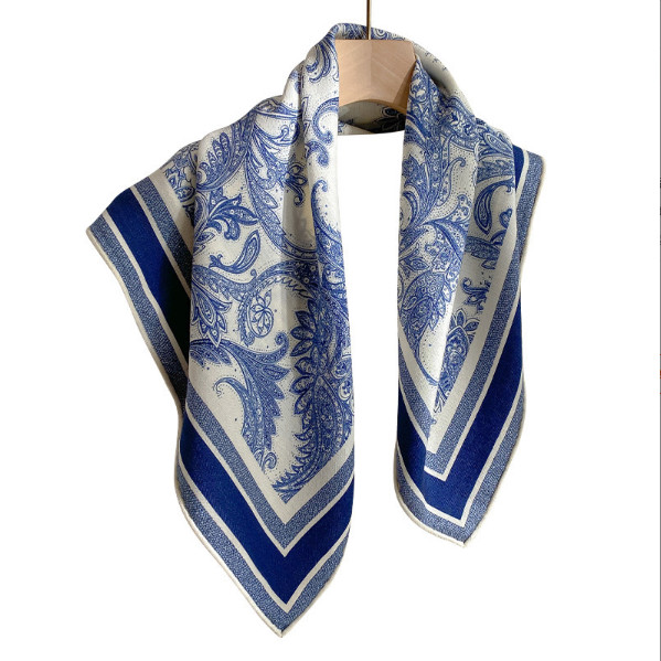70% Cashmere 30% Silk S14wl Neckerchief 65X65cm grass Print Scarf Bandana wrap