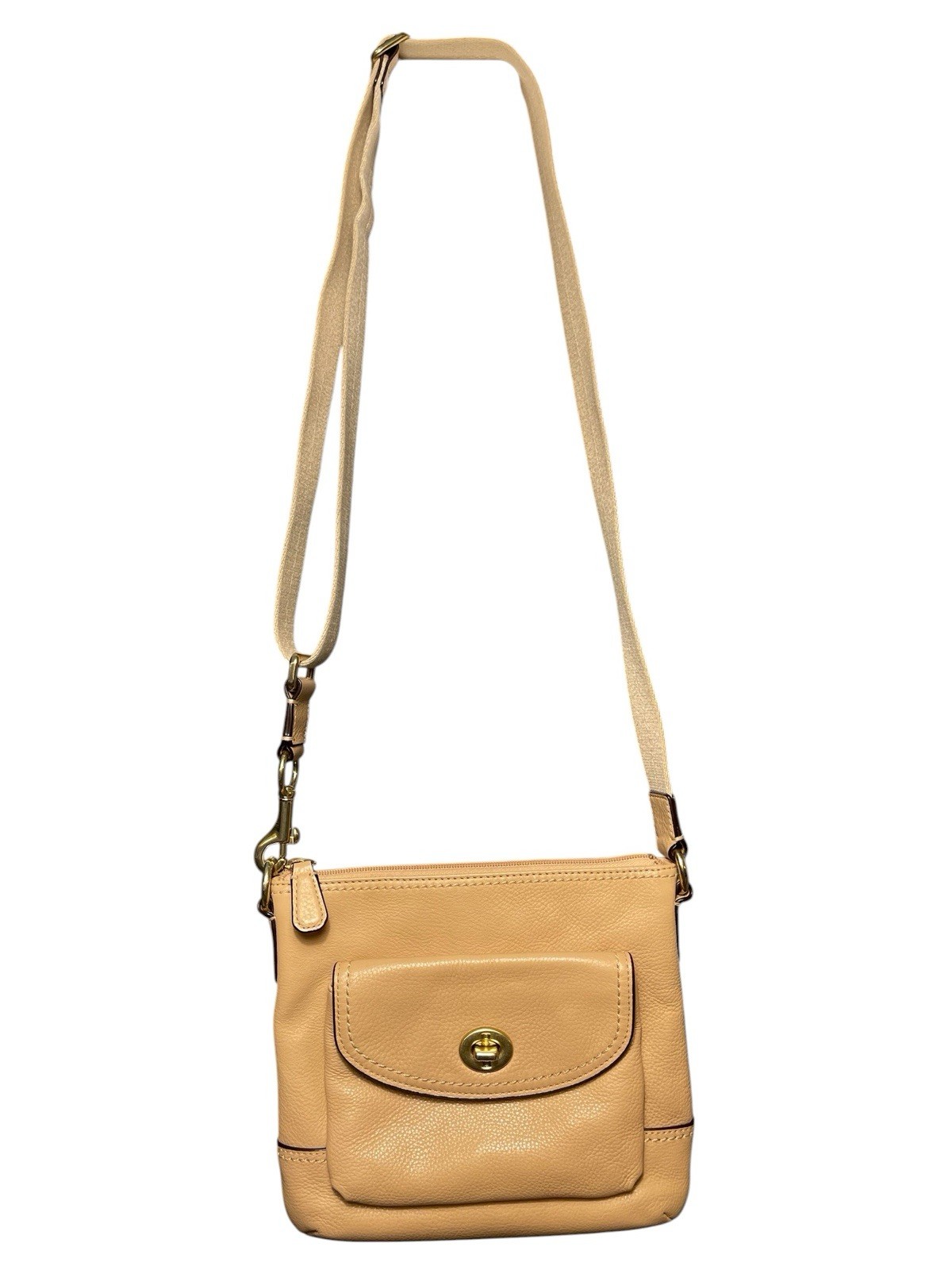 Coach Park Nude Leather Swingpack Crossbody Zip & Turn lock Brass Hardware Bag