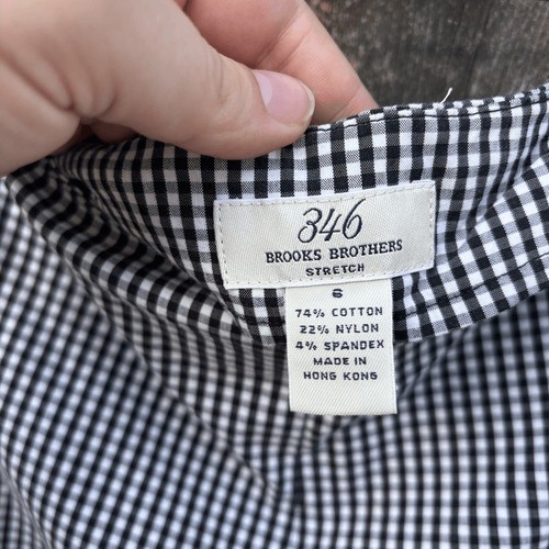 Brooks Brothers 346 Womens Gingham Stretch Pants Black White Side Zip Size 6
