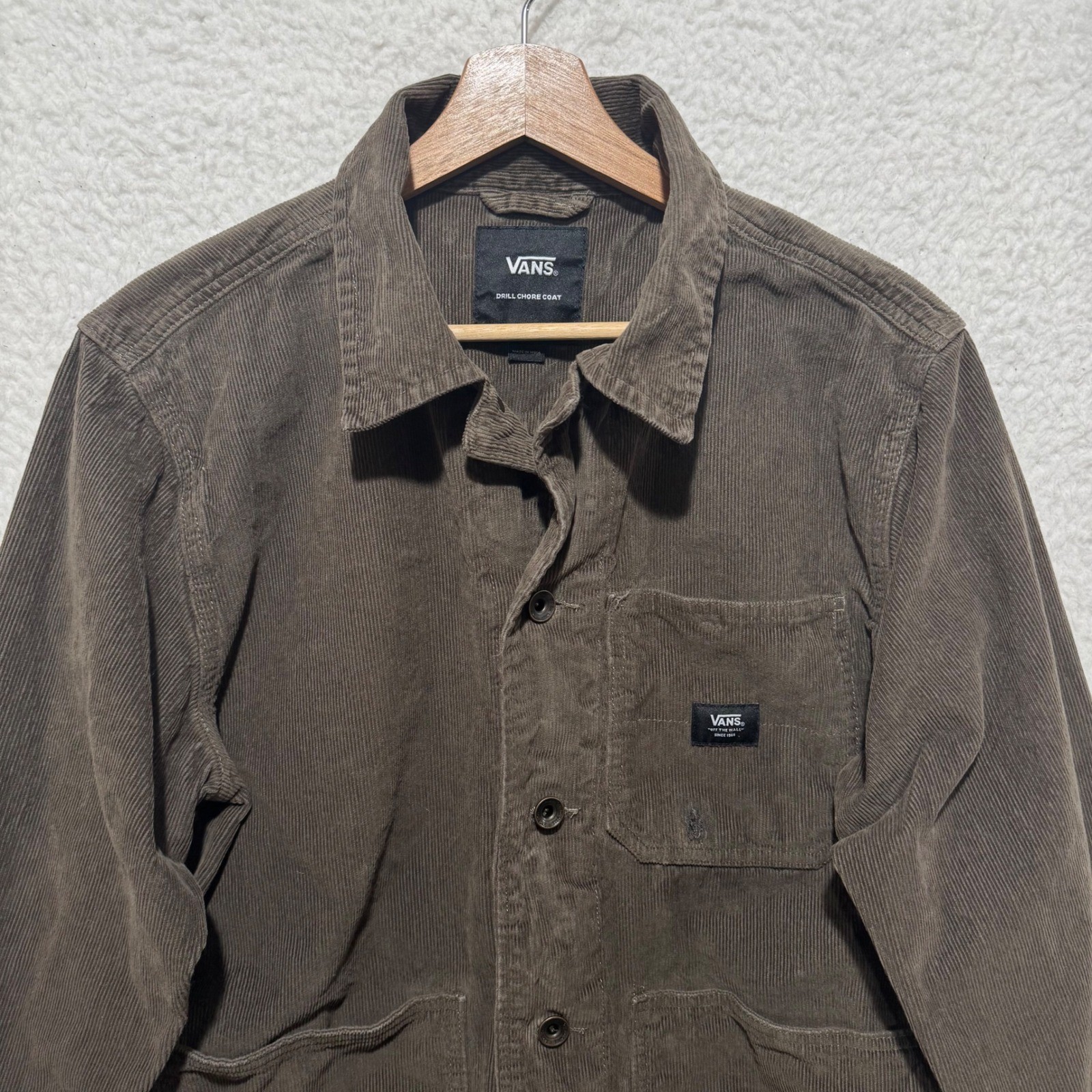 Vans Drill Chore Coat Mens Medium Brown Corduroy Button Up Jacket