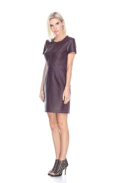 My Tribe Genuine Leather & Ponte Keyhole Dress- Large 12/14 BLACK NWT