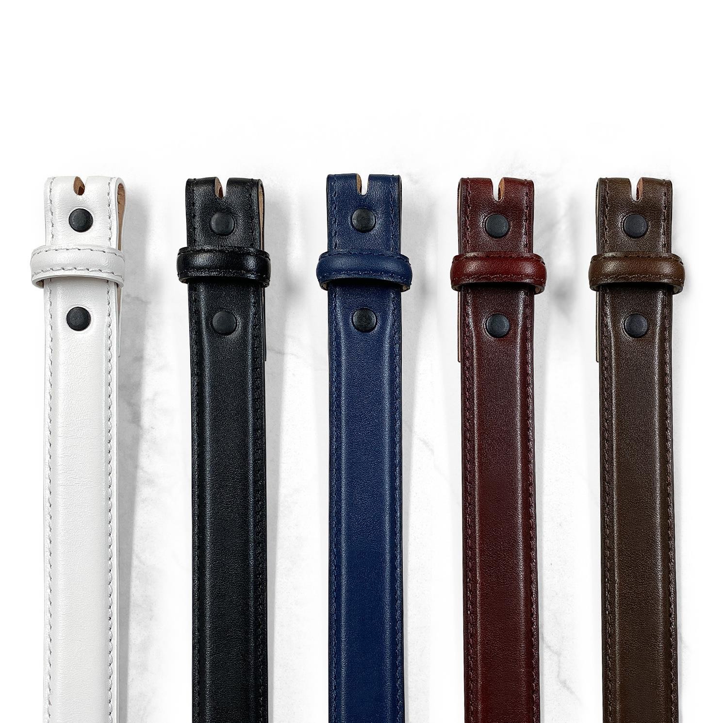 Italian Calfskin Genuine Leather Dress Belt Strap with Snaps 1″ (25mm) Wide