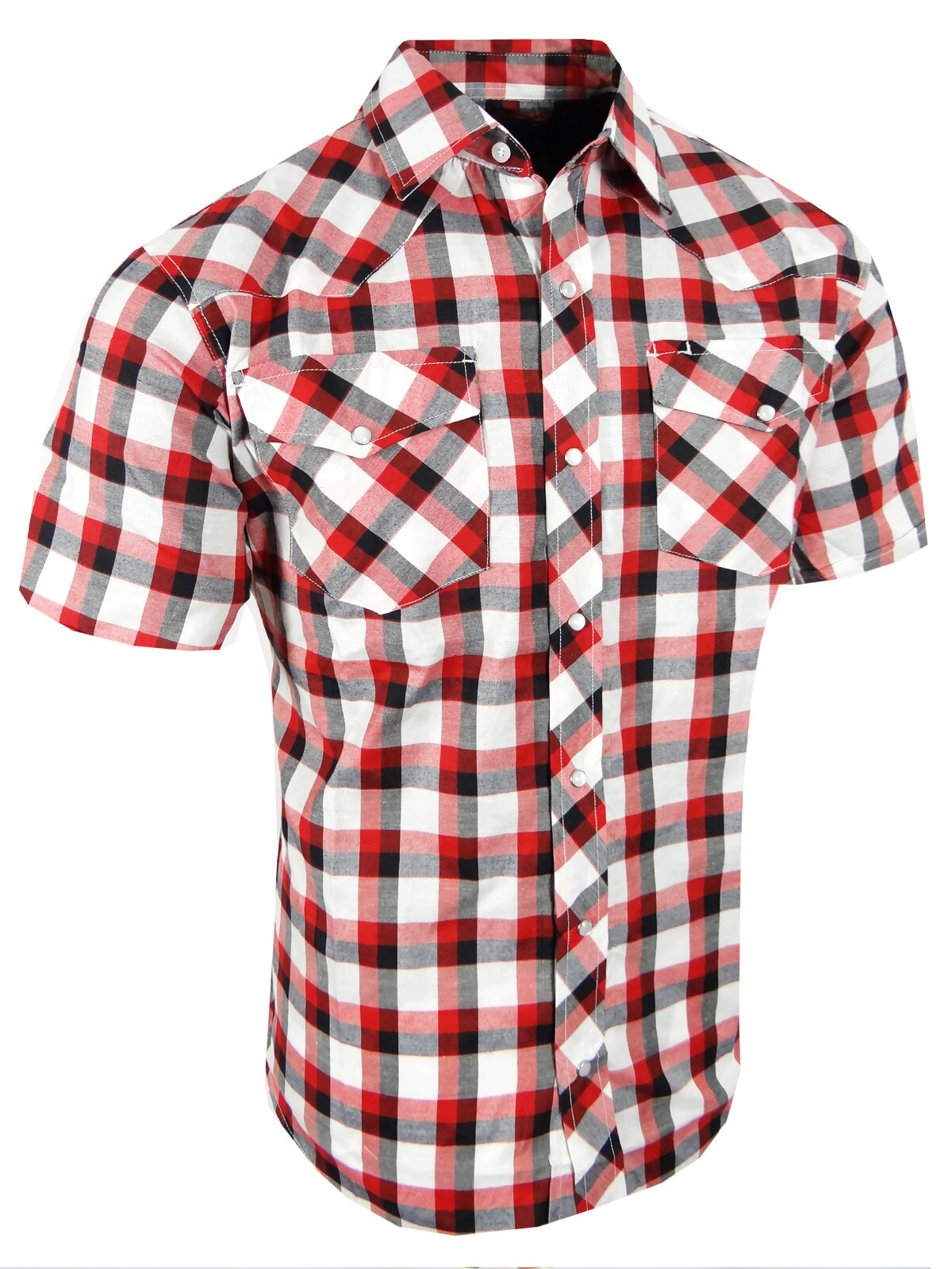 Western Plaid Shirt Short Sleeve Mens Snap Up Flap Pockets LATEST NEW COLORS!!