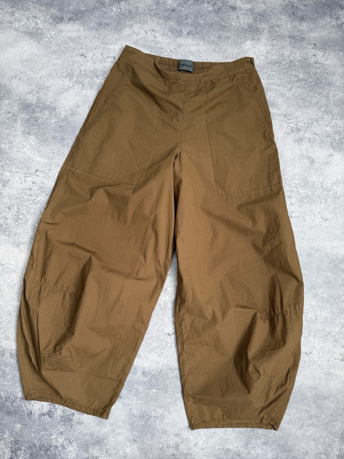 OSKA Trousers Baggy Pants Brown Size 2 Wide Barrel Balloon Women Parachute Japan