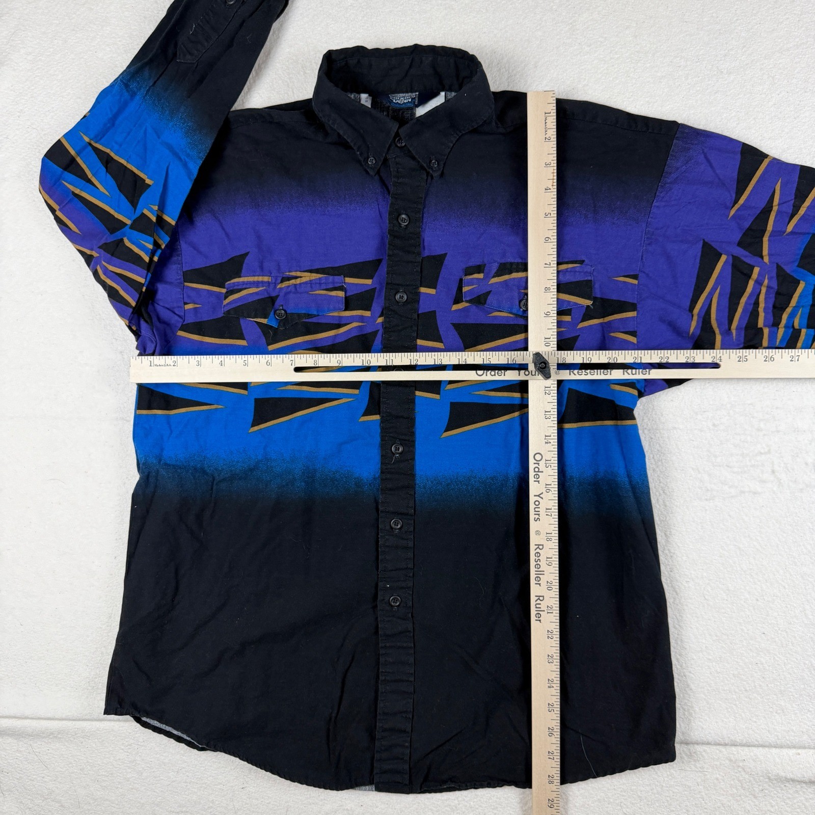 Brooks & Dunn Panhandle Slim Western Shirt Mens 17 35 Blue Purple Ombre 90s USA
