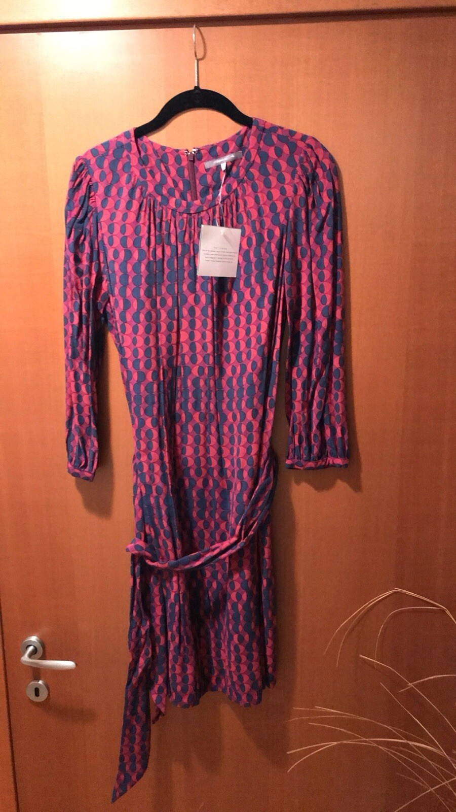Tegan “Tiddly Winks” Belted Shift Dress, Size 8 (UK) = Size 0 (US), Multicolor,