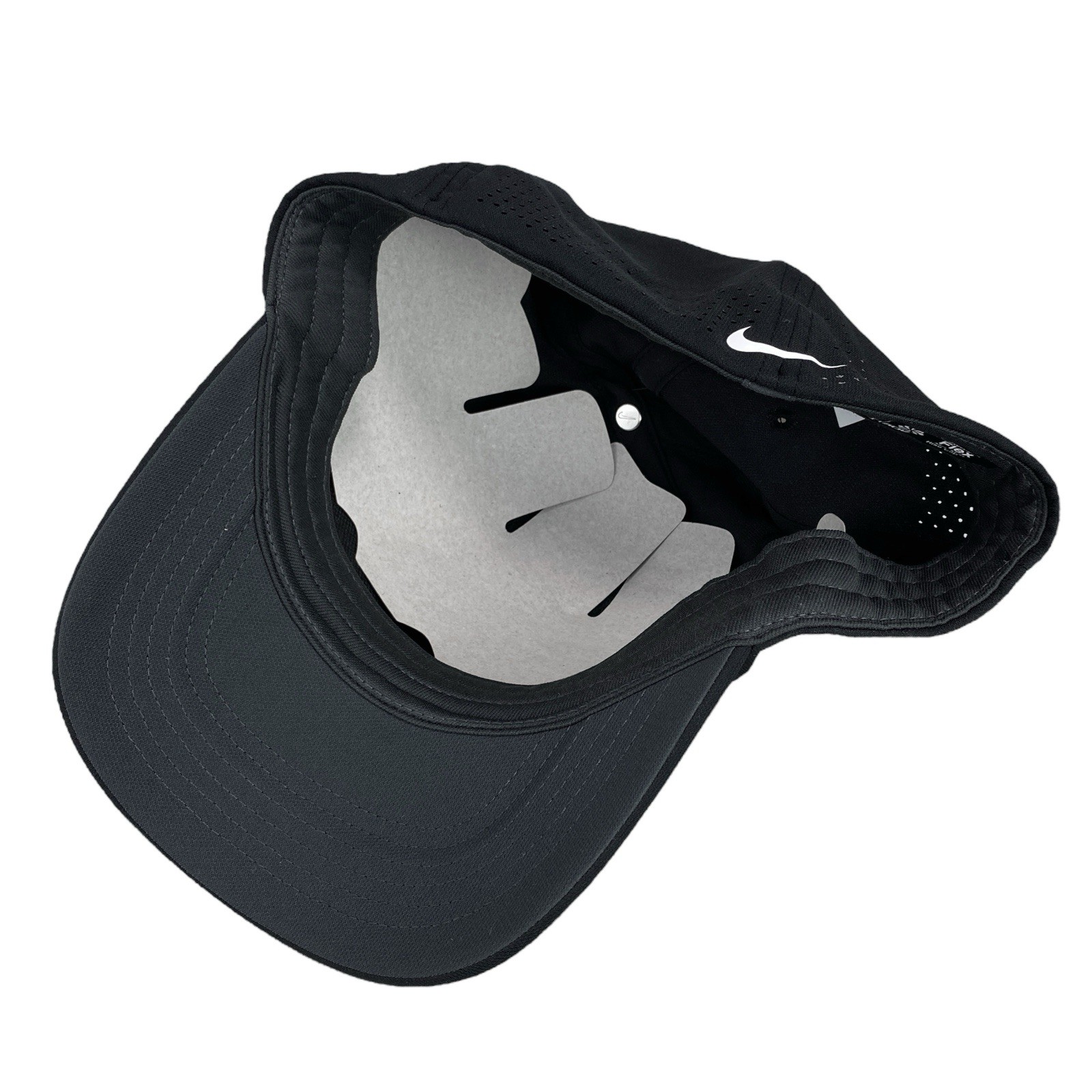Nike Dri-FIT ADV Rise Structured Swoosh Flex Cap Hat Size M/L Black FB5633-010
