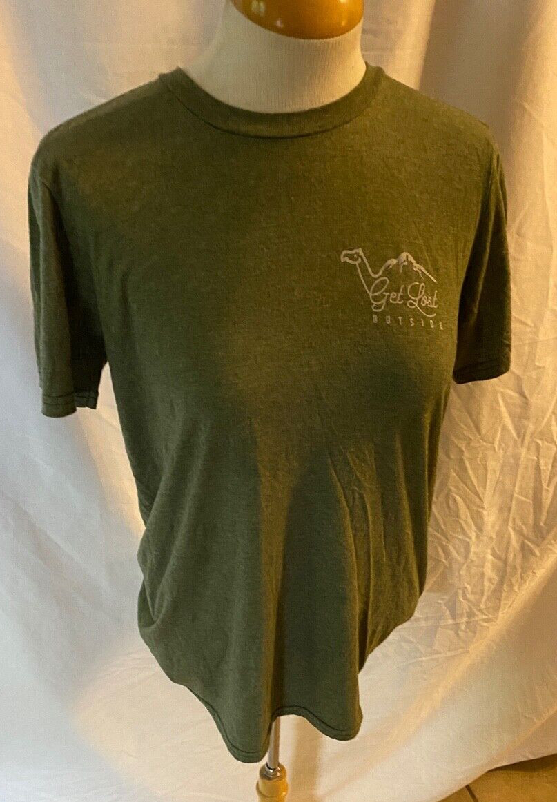 Anvil Women’s Green Medium T-Shirt Get Lost Outside Army Green Crew Neck
