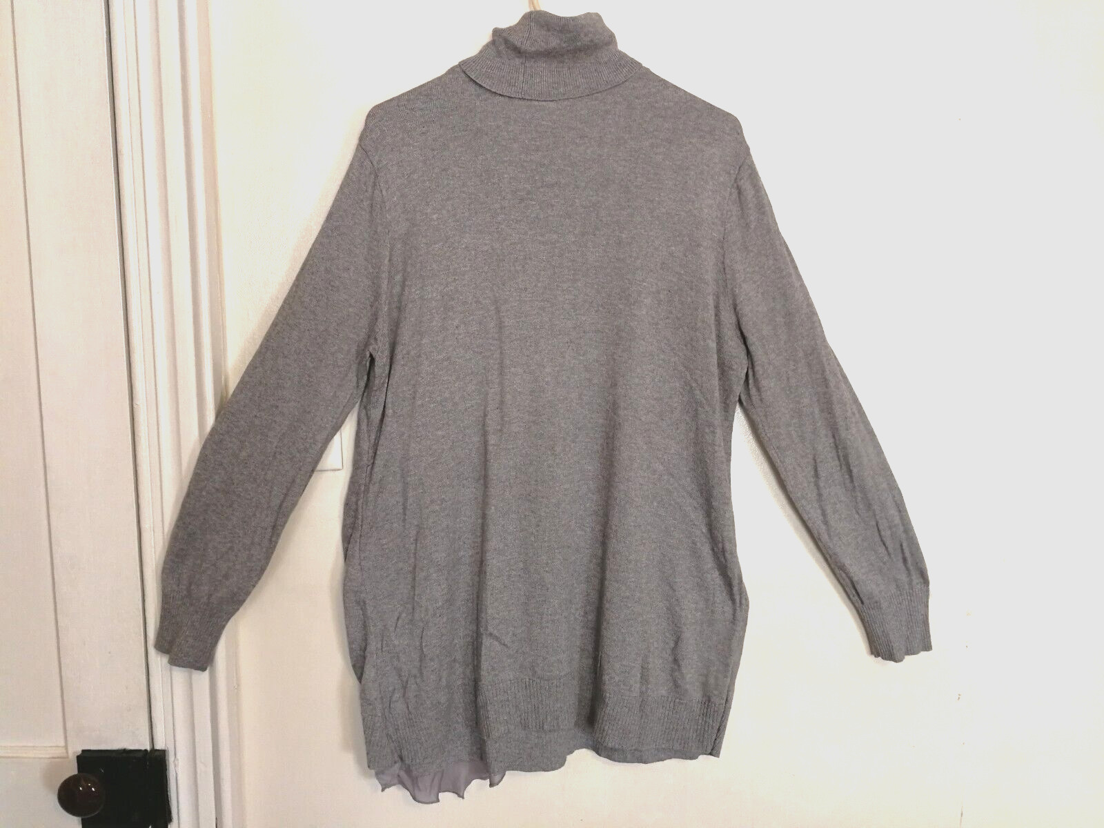 Soft Surroundings Womens Sweater XL Gray Wool Blend Asymmetrical Long Sleeve
