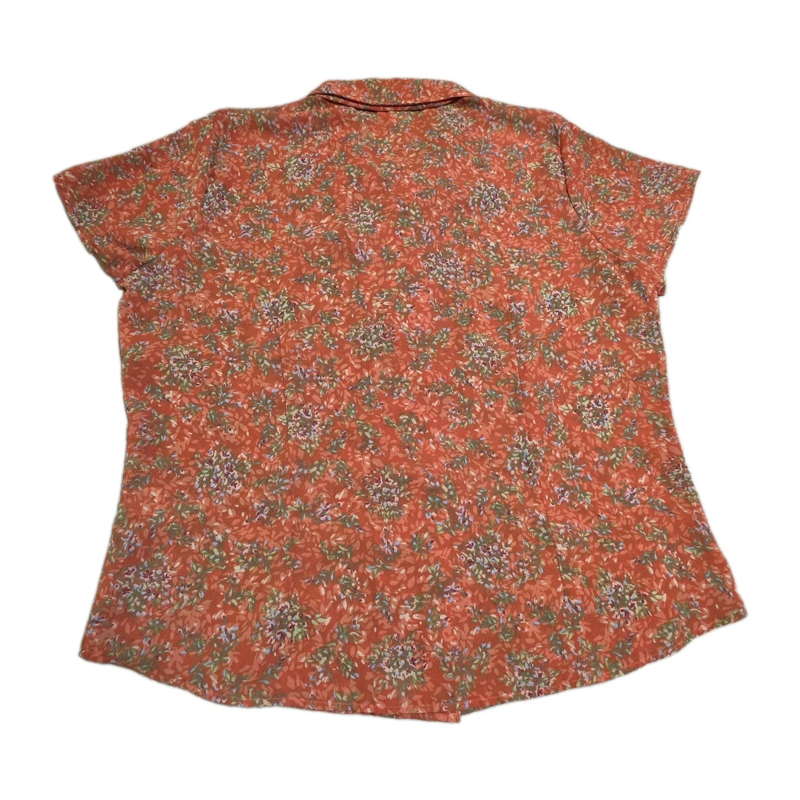 VTG C&B Womens XL Short Sleeve Button Up Shirt Orange Floral Calico Cottagecore