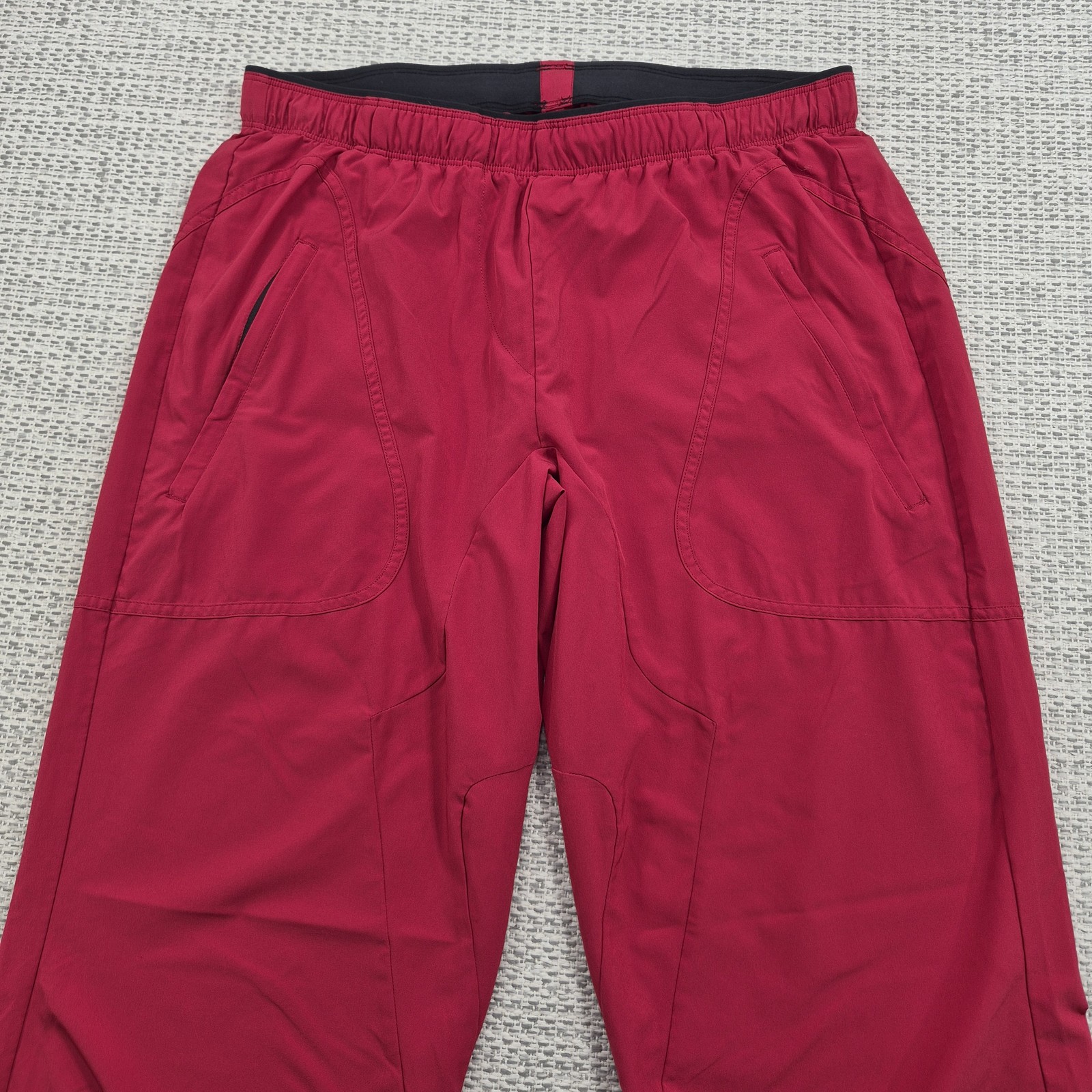 Paskho Pants Mens Large Red Travel Track Athletic Stretch Zip Pocket Hiking