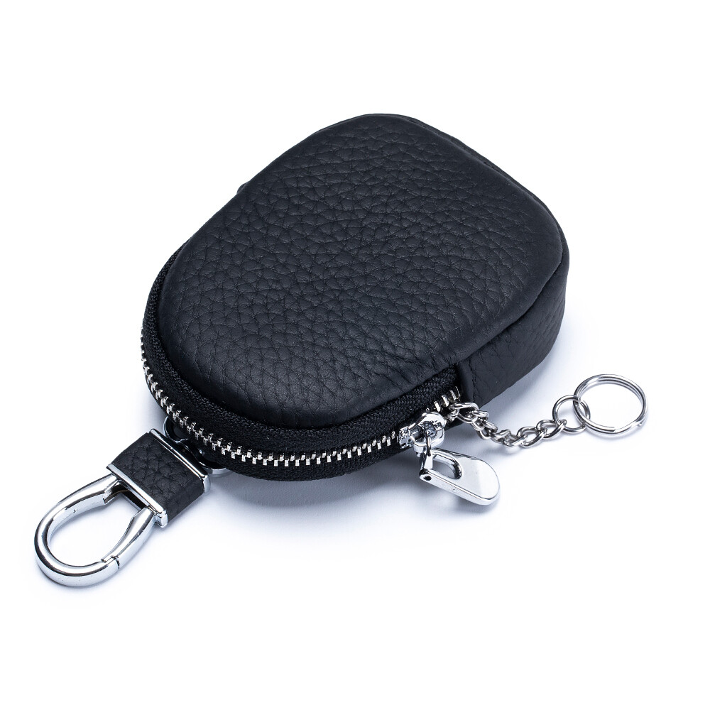 Genuine Leather Small Coin Change Wallet Purse w/Key Ring Earphones Storage Bag