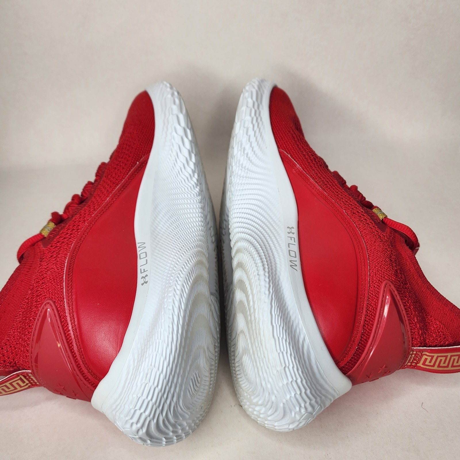 Under Armour Curry 8 Flow Red Gold Chinese New Year Mens 9.5 3024035-600