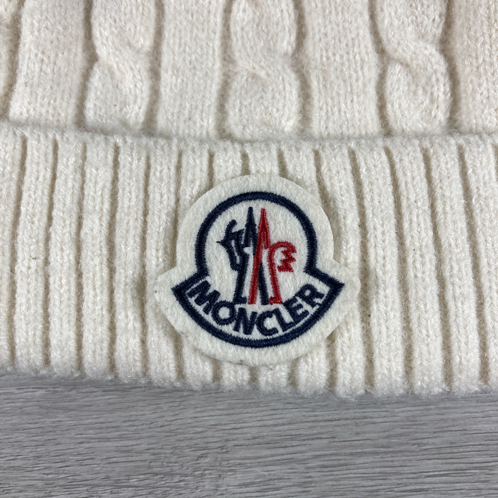 Moncler Beanie Hat Winter Cap Cream/ Off White Fleece Lined Unisex