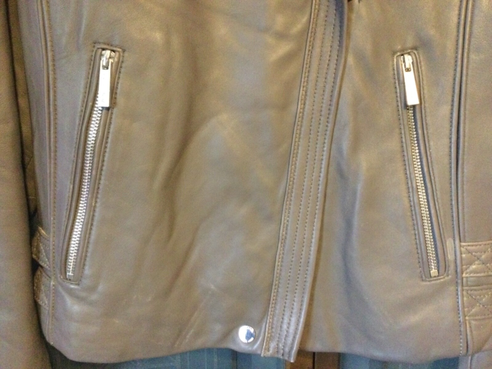 Nwt $450 Michael Kors Genuine Leather Rock Gray Moto Motorcycle Jacket XL Defect