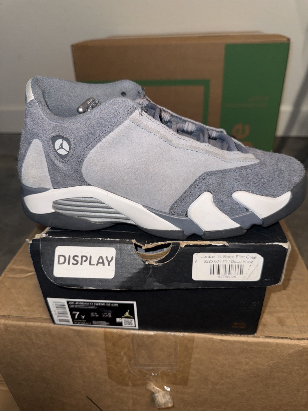 Air Jordan 14 Retro Flint Grey Size 7y 100% Authentic Ready To Ship ! CHEAP!