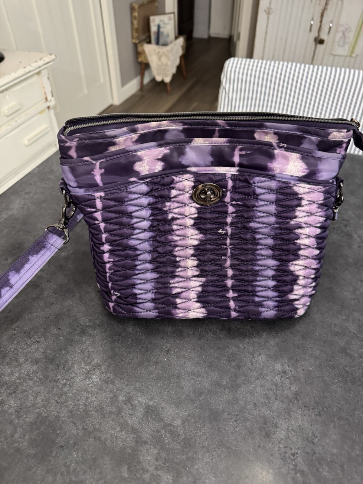 Lug Adagio Shoulder Bag in Shibori Purple with RFID Security Pocket