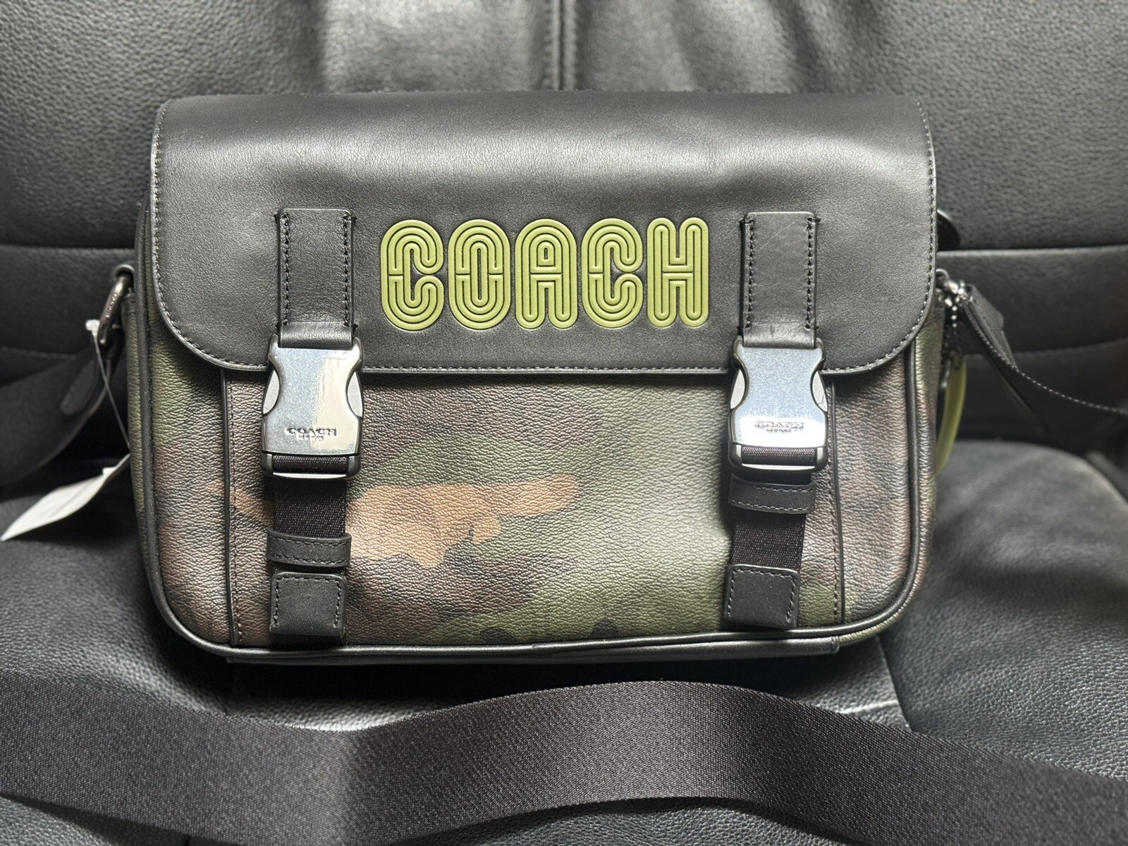 NWT Coach Men’s Track Crossbody with Camo Print & Coach Patch CC018 Green Multi
