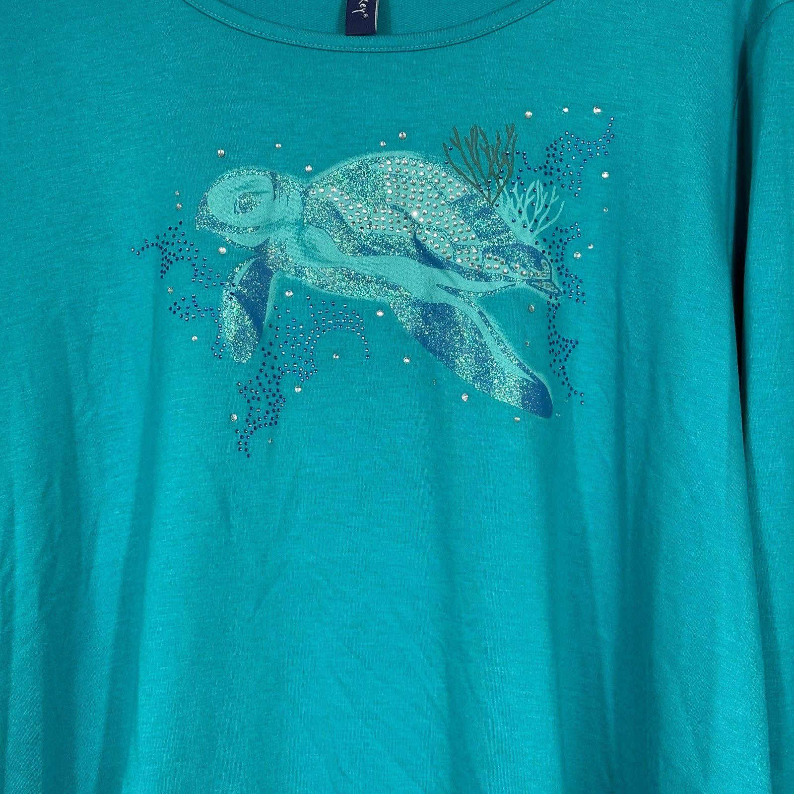 Casey Key Women’s Turquoise Sea Turtle Graphic Shirt 2X NWT